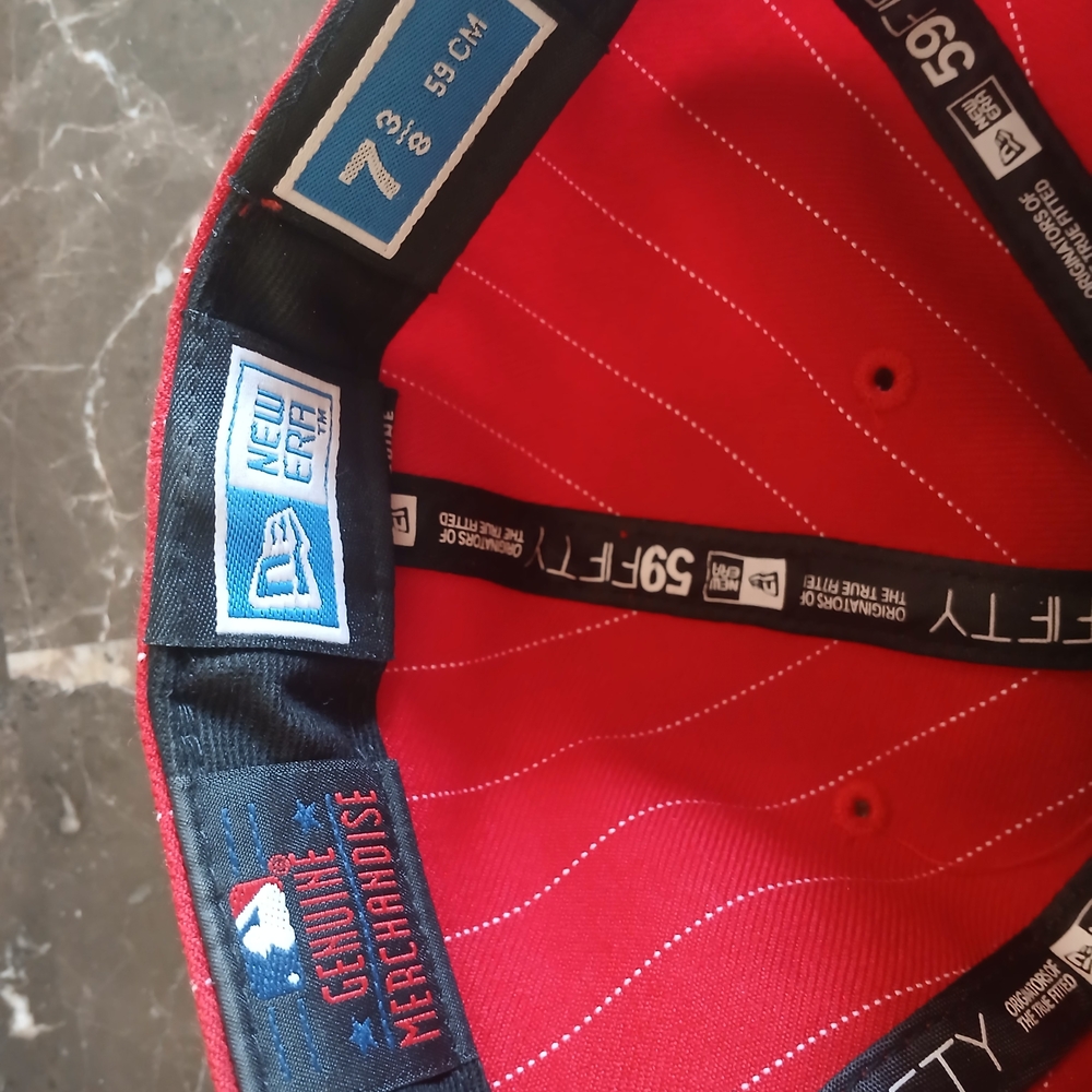 New Era Red Pinstripe Baseball Cap - Picture 10 of 11